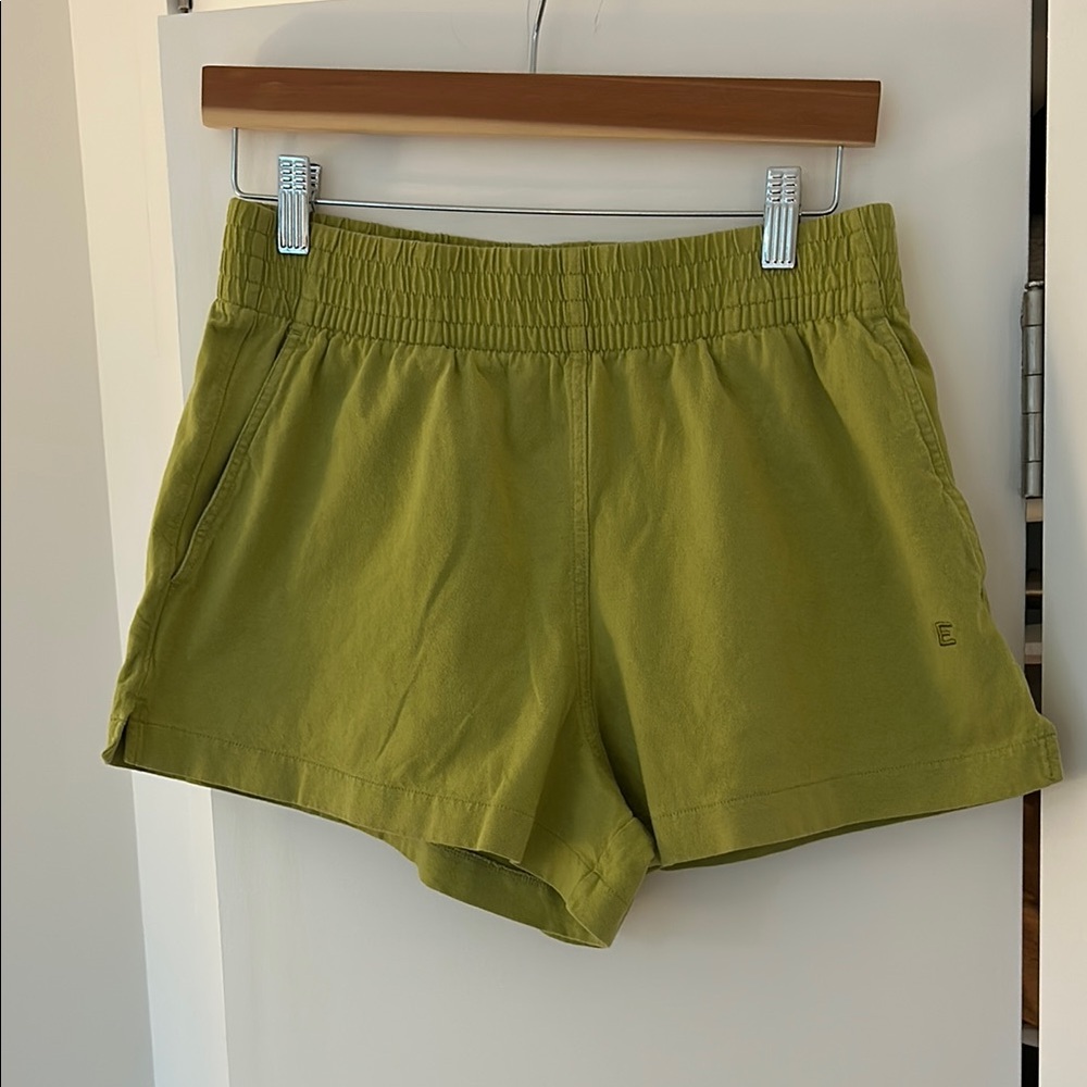 Green Athletic Shorts with Elastic Waistband